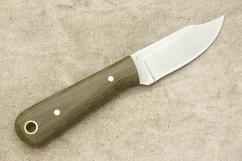 LT Wright Knives Frontier Trapper - O1 Tool Steel - Saber Grind - Green Canvas Micarta - Matte Finish