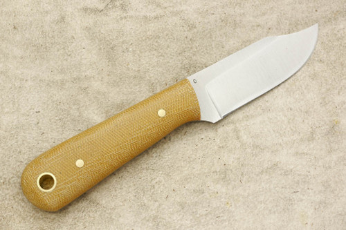 LT Wright Knives Frontier Trapper - O1 Tool Steel - Saber Grind - Natural Canvas Micarta - Matte Finish
