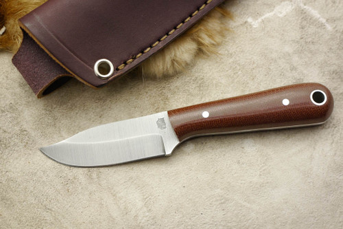 LT Wright Knives Frontier Trapper - AEB-L - Saber Grind - Double Brown Micarta