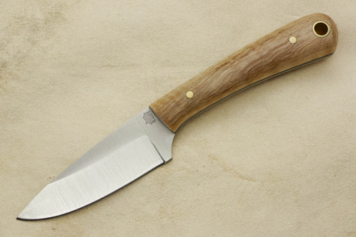 LT Wright Knives Frontier Valley - A2 Steel - Saber Grind - Natural Curly Maple - Black Liners - 5 / FREE BLACK LINERS!
