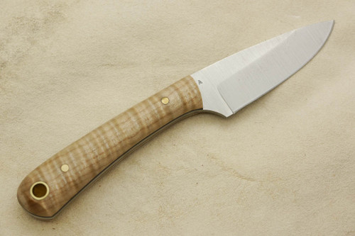 LT Wright Knives Frontier Valley - A2 Steel - Saber Grind - Natural Curly Maple - Black Liners - 5 / FREE BLACK LINERS!