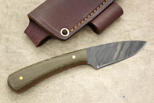 LT Wright Knives Frontier Valley - O1 Steel - Flat Grind - Green Canvas Micarta - Orange Liners - FREE Special Patina Liners and Soft Case!