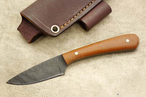 LT Wright Knives Frontier Valley - O1 Steel - Flat Grind - Natural Canvas Micarta - Black Liners - FREE Special Patina Liners and Soft Case!