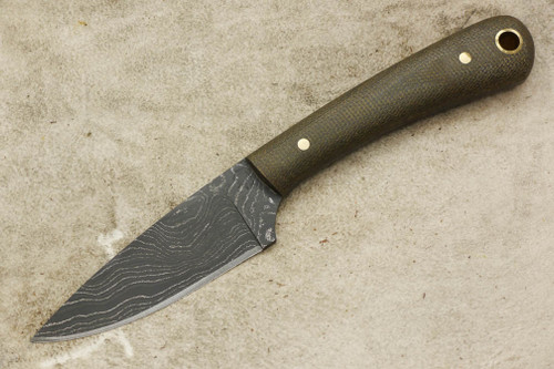LT Wright Knives Frontier Valley - USA Damascus - Flat Grind - Green Canvas Micarta - Matte Finish / LIMITED EDITION / FREE SOFT CASE!