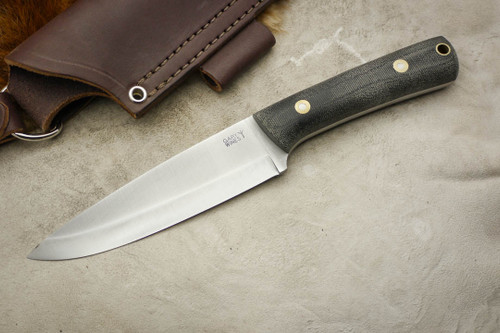 LT Wright Knives Gary Wines Bushcraft Hunter - Scandi Grind - Black Canvas Micarta - Matte Finish