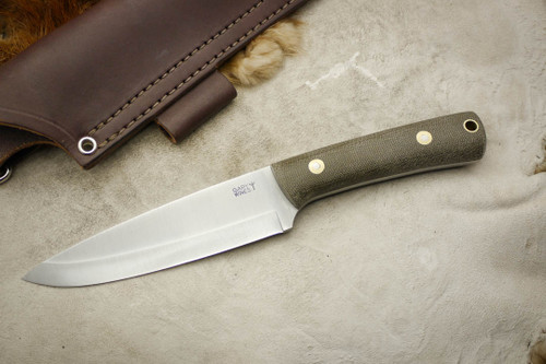 LT Wright Knives Gary Wines Bushcraft Hunter - Scandi Grind - Green Canvas Micarta - Matte Finish