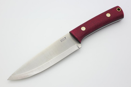 LT Wright Knives Gary Wines Bushcraft Hunter - Scandi Grind - Ruby Burlap - Black Liners