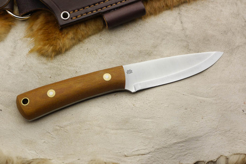 LT Wright Knives Gary Wines Bushcrafter - Scandi Grind - Natural Canvas Micarta - Matte Finish