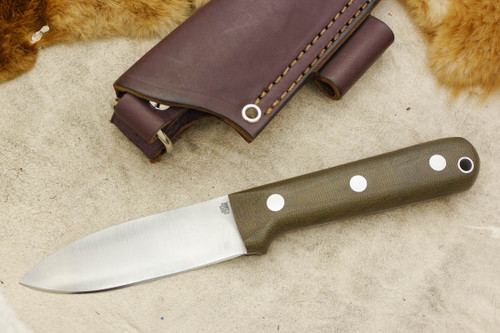 LT Wright Knives Genesis - AEB-L Stainless Steel - Full Convex Grind - Green Canvas Micarta - Matte Finish - Silver Corby Bolts