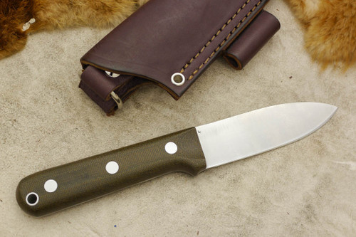 LT Wright Knives Genesis - AEB-L Stainless Steel - Full Convex Grind - Green Canvas Micarta - Matte Finish - Silver Corby Bolts