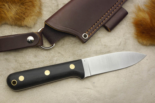 LT Wright Knives Genesis - Flat Grind - Black Canvas Micarta - Brass Corby Bolts - Matte Finish
