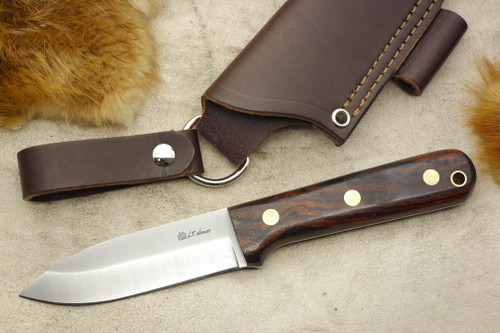 LT Wright Knives Genesis - Saber Grind - Desert Ironwood - Brass Corby Bolts - 2