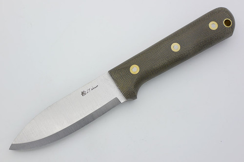 LT Wright Knives Genesis - Scandi Grind - 3V Steel - Green Canvas Micarta - Matte Finish