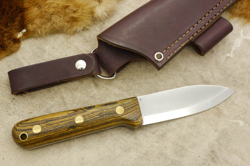 LT Wright Knives Genesis - Scandi Grind - Bocote - Brass Corby Bolts - 2