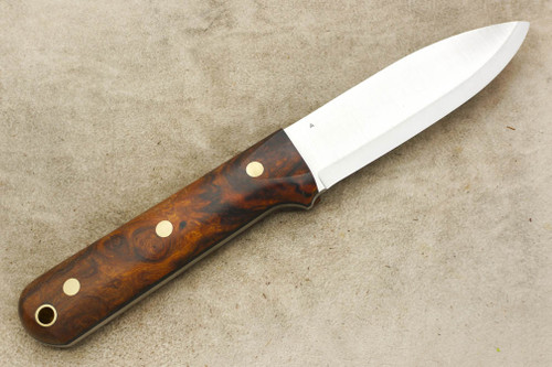 LT Wright Knives Genesis - Scandi Grind - Desert Ironwood - Brass Corby Bolts - Matte Finish - 2 / FREE Black Liners!