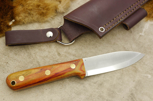 LT Wright Knives Genesis - Scandi Grind - Tulipwood - Brass Corby Bolts - 2
