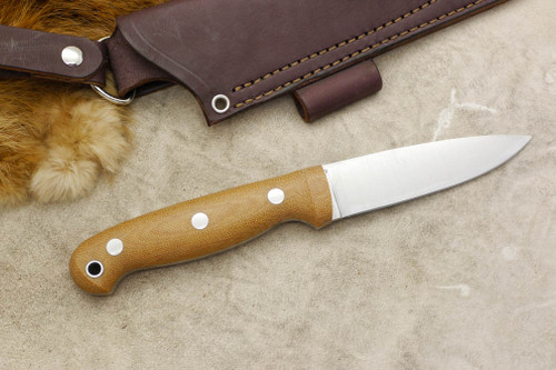 LT Wright Knives GNS - CPM 3V Steel - Convex Grind - Natural Canvas Micarta - Aluminum Corby Bolts - Matte Finish