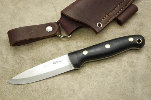 LT Wright Knives GNS - CPM 3V Steel - Scandi Grind - Black Canvas Micarta - Brass Corby Bolts - Matte Finish