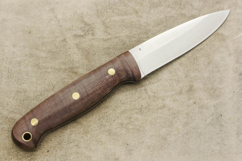 LT Wright Knives GNS - O1 Steel - Saber Grind - Dark Curly Maple Handle - Brass Corby Bolts - Matte Finish - 4 / FREE BLACK LINERS!