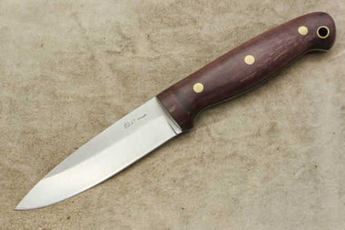 LT Wright Knives GNS - O1 Steel - Saber Grind - Dark Curly Maple Handle - Brass Corby Bolts - Matte Finish - 5 / FREE BLACK LINERS!