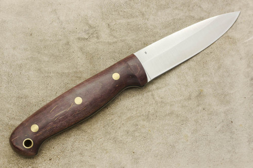 LT Wright Knives GNS - O1 Steel - Saber Grind - Dark Curly Maple Handle - Brass Corby Bolts - Matte Finish - 5 / FREE BLACK LINERS!