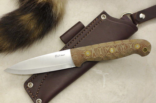 LT Wright Knives GNS - O1 Steel - Scandi Grind - Natural Canvas Micarta - Mountain Finish