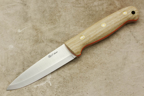 LT Wright Knives GNS - O1 Steel - Scandi Grind - Striped Snakeskin Micarta - Orange Liners - Matte Finish