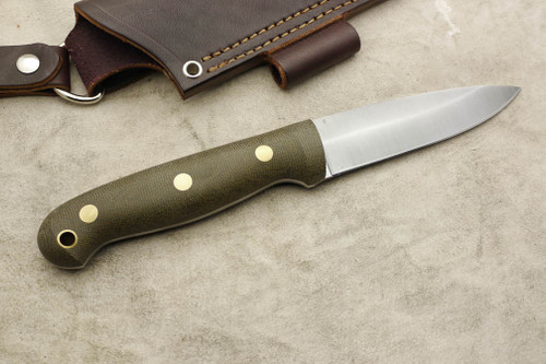 LT Wright Knives GNS - Saber Grind - Green Canvas Micarta Handle - Brass Corby Bolts - Matte Finish LT Wright Knives GNS - Saber Grind - Green Canvas Micarta Handle - Brass Corby Bolts - Matte Finish