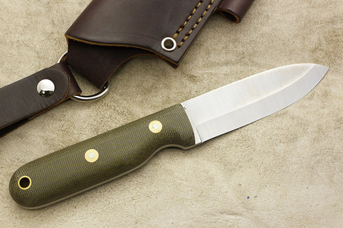 LT Wright Knives Hevi Bushcrafter - Scandi Grind - Green Canvas Micarta - Matte Finish