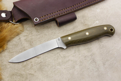 LT Wright Knives JET - Flat Grind - Green Canvas Micarta