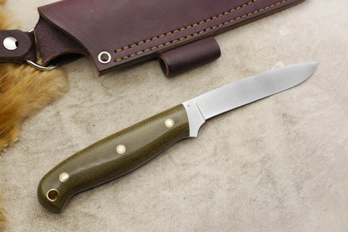 LT Wright Knives JET - Flat Grind - Green Canvas Micarta