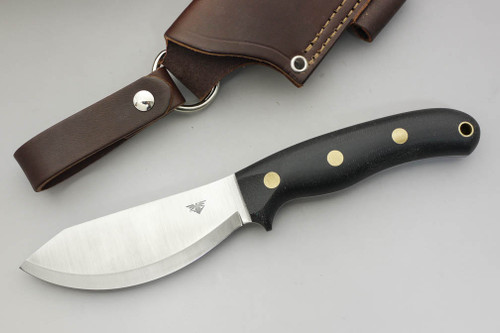 LT Wright Knives JX2 Jessmuk - Scandi Grind - Black Canvas Micarta - Brass Corby Bolts - Matte Finish
