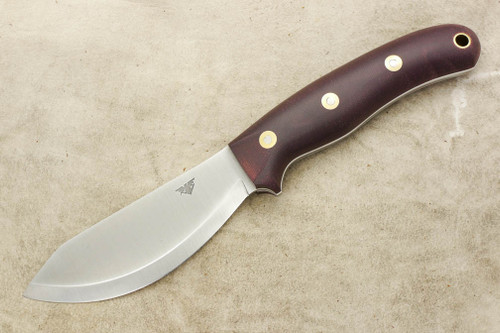 LT Wright Knives JX2 Jessmuk - Scandi Grind - Double Red Canvas Micarta - White Liners - Matte Finish