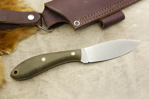 LT Wright Knives Large Northern Hunter - AEB-L Steel - Flat Grind - Green Canvas Micarta - Matte Finish