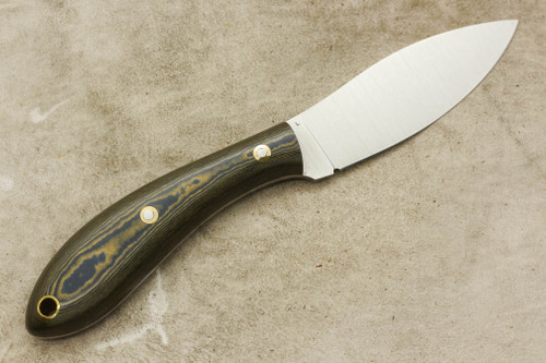LT Wright Knives Large Northern Hunter - AEB-L Steel - Flat Grind - Navy and Natural Richlite - Polished Finish