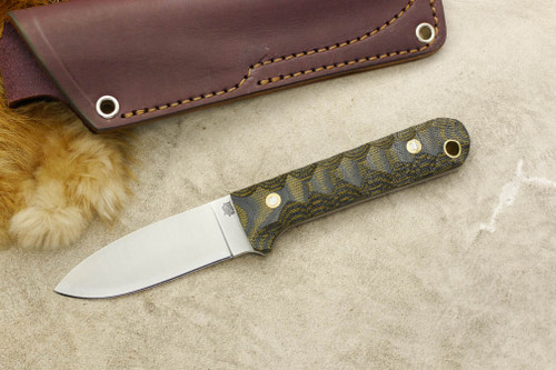 LT Wright Knives Next Gen - A2 Steel - Flat Grind - Green and Black Canvas Micarta - Mountain Texture