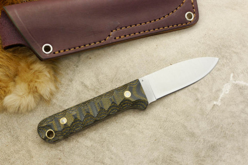 LT Wright Knives Next Gen - A2 Steel - Flat Grind - Green and Black Canvas Micarta - Mountain Texture