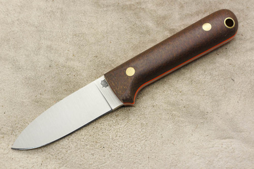 LT Wright Knives Next Gen - Flat Grind - Brown Burlap - Orange Liners - Brass Corby Bolts - Matte Finish