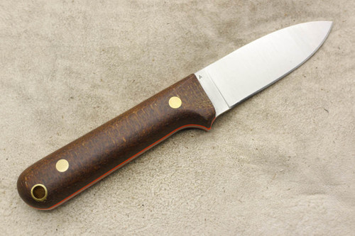 LT Wright Knives Next Gen - Flat Grind - Brown Burlap - Orange Liners - Brass Corby Bolts - Matte Finish