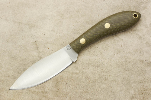 LT Wright Knives Small Northern Hunter - AEB-L Steel - Convex Grind - Green Canvas Micarta - Brass Corby Bolts - Matte Finish