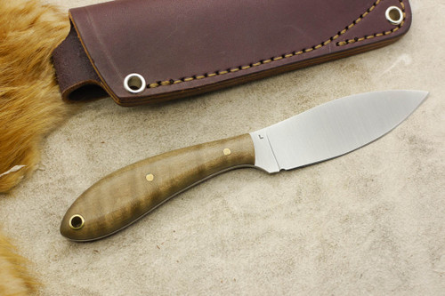 LT Wright Knives Small Northern Hunter - AEB-L Steel - Flat Grind - Dark Curly Maple - Black Liners - 4 LT Wright Knives Small Northern Hunter - AEB-L Steel - Flat Grind - Dark Curly Maple - Black Liners - 4