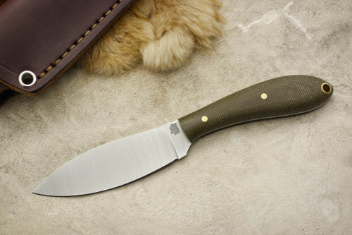 LT Wright Knives Small Northern Hunter - AEB-L Steel - Flat Grind - Green Canvas Micarta - Matte Finish