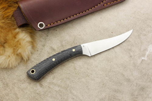 LT Wright Knives Small Swoop - Flat Grind - Black Canvas Micarta Handle - Matte Finish