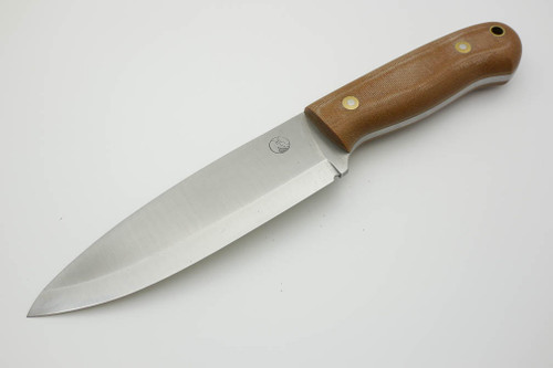 LT Wright Knives Sospes - O1 Steel - Scandi Grind - Natural Canvas Micarta - Coyote Liners - Matte Finish