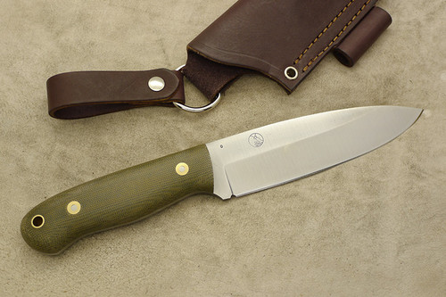 LT Wright Knives Sospes - Saber Grind - Green Canvas Micarta - Matte Finish