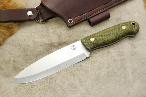 LT Wright Knives Sospes - Scandi Grind - Emerald Burlap Handle