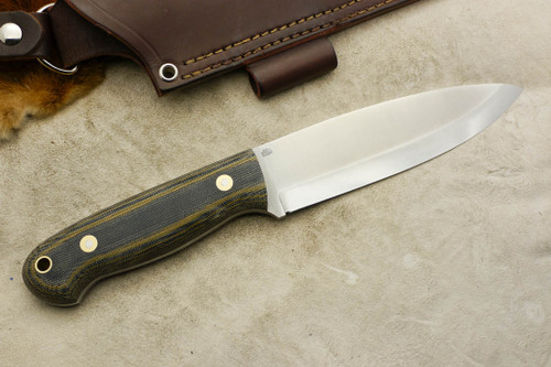 LT Wright Knives Sospes - Scandi Grind - Green & Black Canvas Micarta - Matte Finish