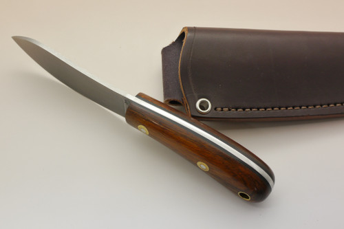 LT Wright Knives: Camp MUK (Flat Grind) Fixed Blade Knife w/ Desert Ironwood Handle With Black Liners- 1