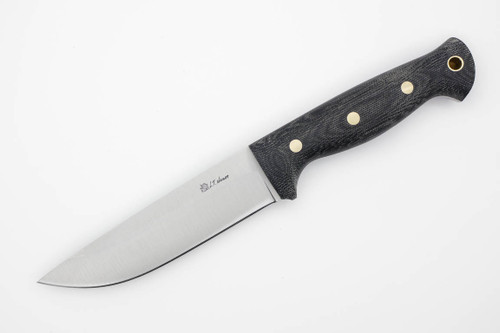 LT Wright Knives Forest Trail - A2 Steel - Saber Grind - Black Canvas Micarta Handle - Matte Finish - Leather Sheath