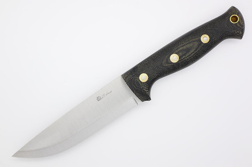 LT Wright Knives Forest Trail - A2 Steel - Scandi Grind - Black Canvas Micarta Handle - Matte Finish